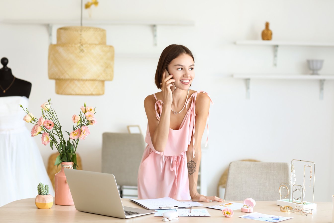 Female Wedding Planner Working in Office